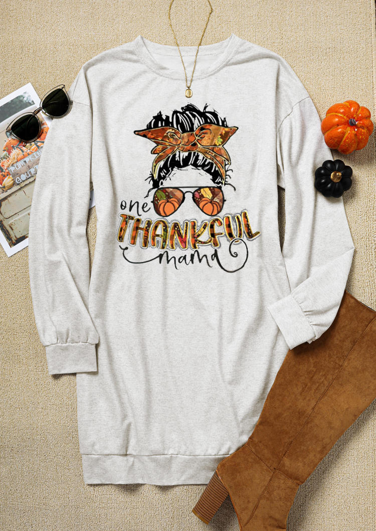 

Mini Dresses One Thankful Mama Pumpkin Sweatshirt Mini Dress in Gray. Size