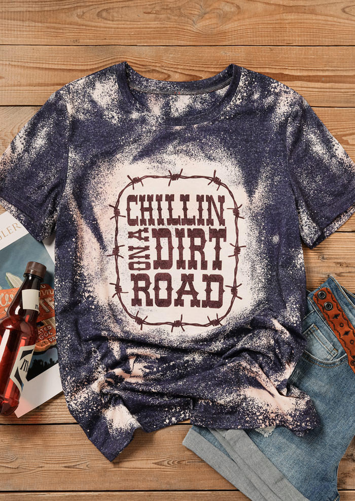 Chillin' On A Dirt Road Bleached T-Shirt Tee - Dark Grey