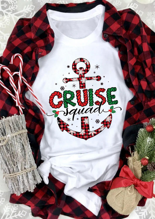 

T-shirts Tees Cruise Squad Christmas O-Neck T-Shirt Tee in White. Size: L,M,,XL