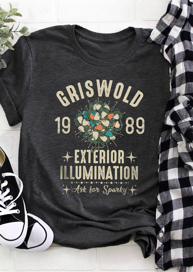 Griswold 1989 Exterior Illumination O-Neck T-Shirt Tee - Dark Grey