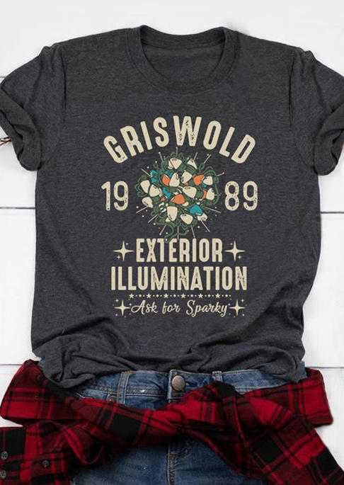 T-shirts Tees Griswold 1989 Exterior Illumination O-Neck T-Shirt Tee - Dark Grey in Gray. Size: XL