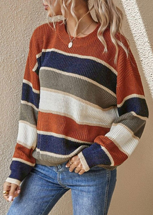 

Sweaters Colorful Striped Drop Shoulder Sweater in Multicolor. Size