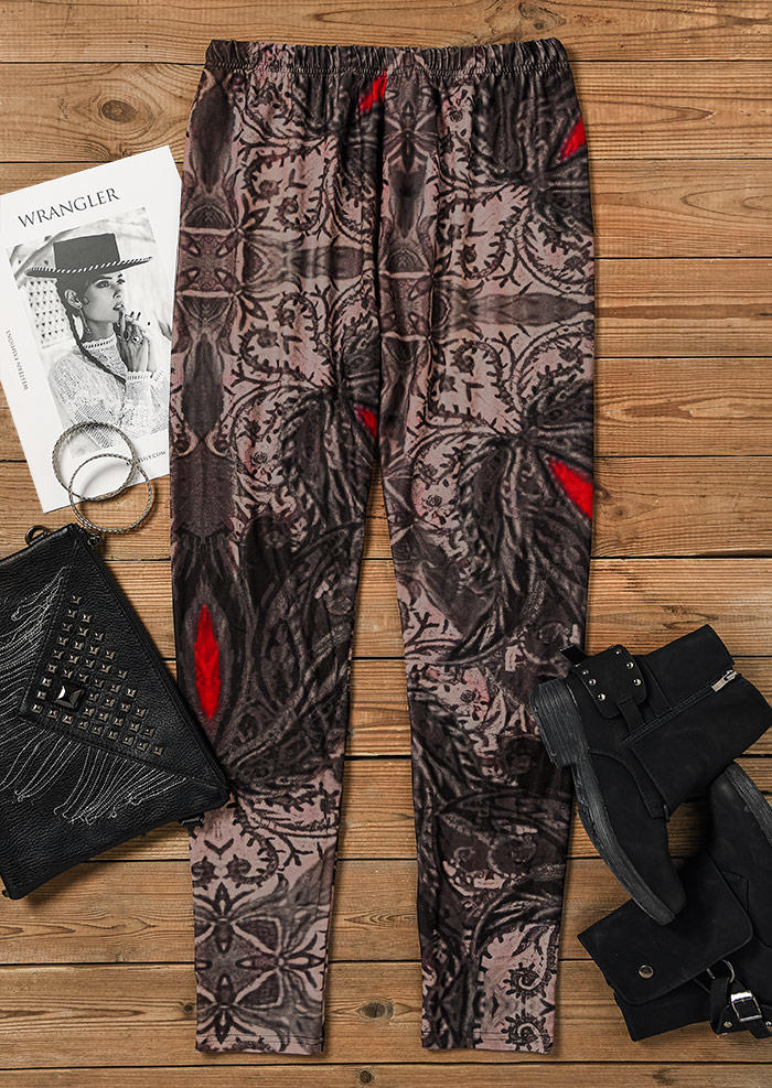 

Leggings Ethnic Elastic Waist Skinny Leggings in Multicolor. Size