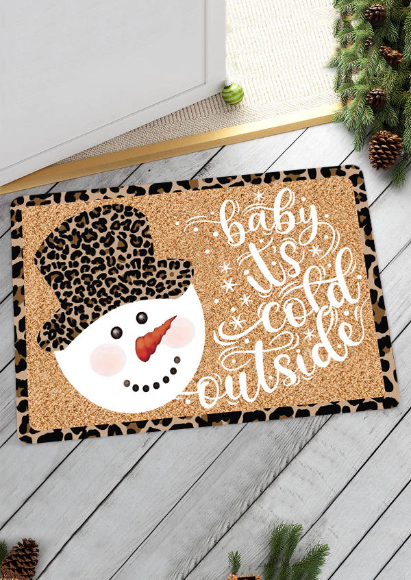 

Christmas Baby It's Cold Outside Leopard Snowflake Snowman Carpet in Multicolor. Size