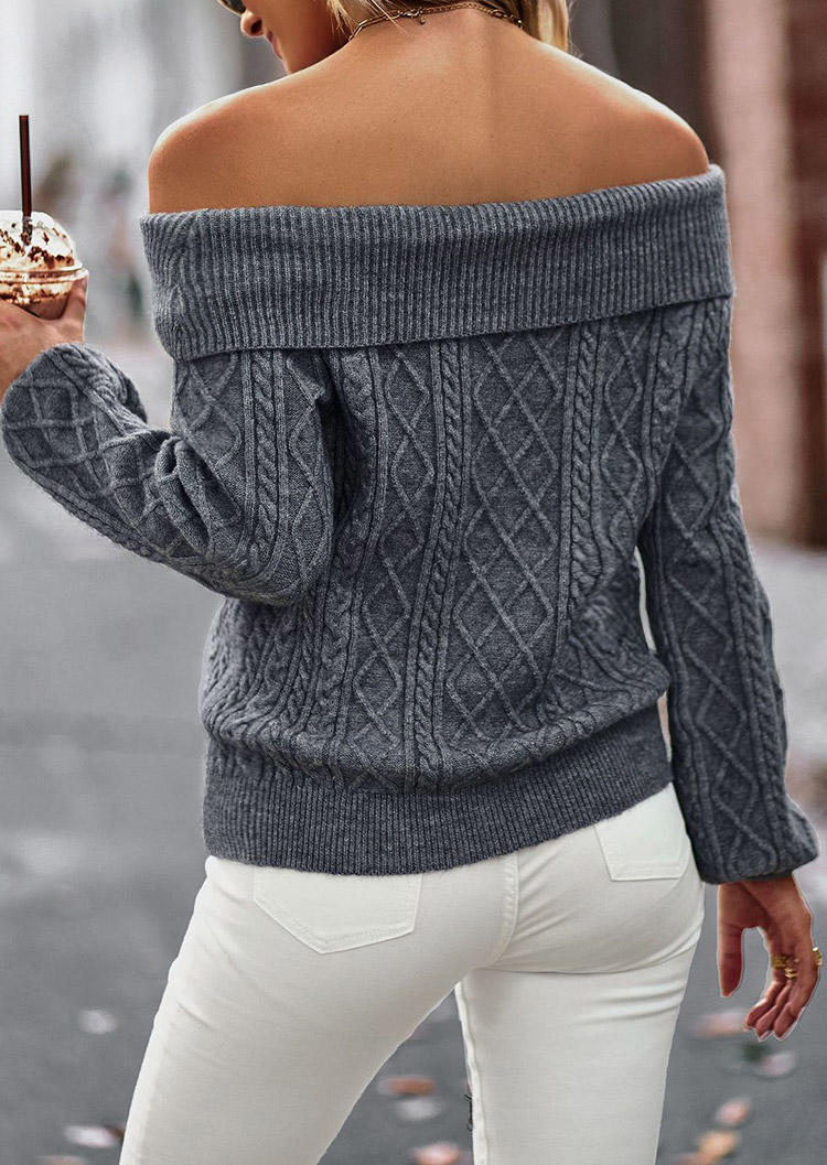 

Sweaters Crocheted Off Shoulder Sweater in Gray. Size