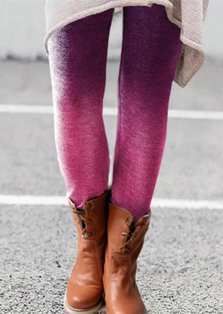 

Leggings Gradient Elastic Waist Skinny Leggings in Multicolor. Size