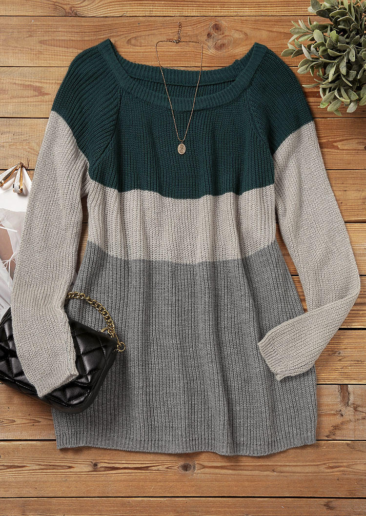 

Sweaters Color Block Long Sleeve Sweater in Multicolor. Size
