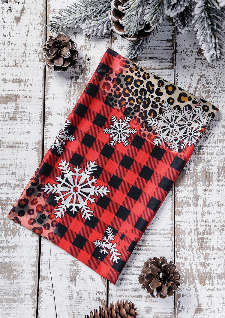 

Christmas Snowflake Leopard Plaid Yoga Sports Headband in Multicolor. Size