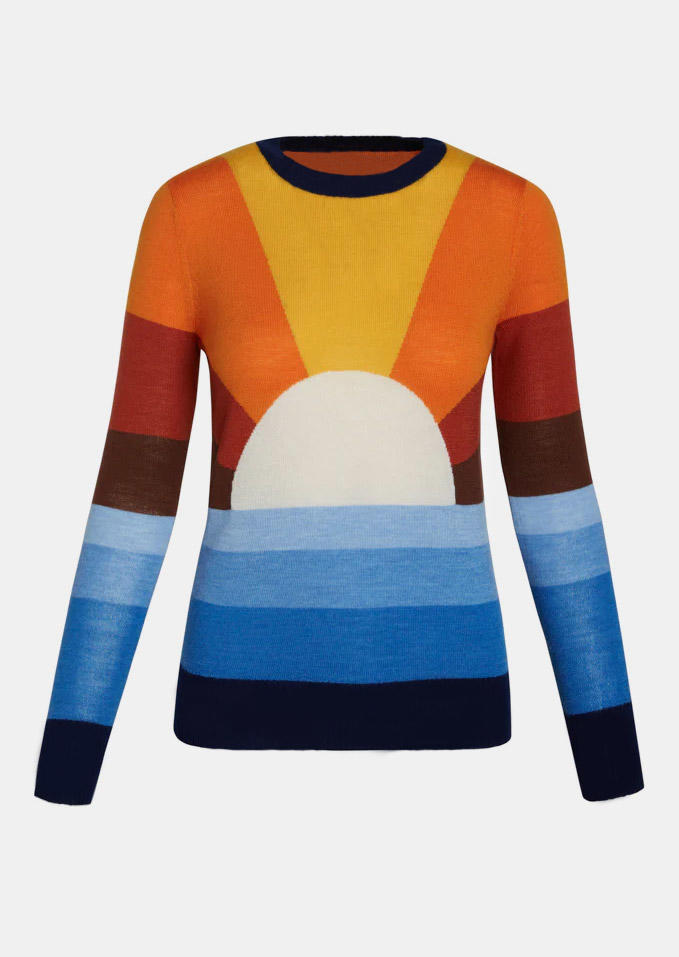 

Sweaters Rainbow Colorful Striped Long Sleeve Sweater in Multicolor. Size