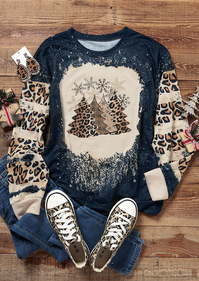 Christmas Tree Snowflake Bleached Sweatshirt