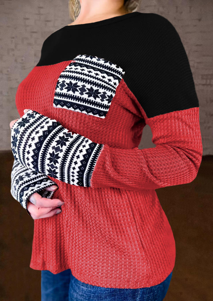 

Blouses Western Color Block Geometric Long Sleeve Blouse in Multicolor. Size: L,M,,XL