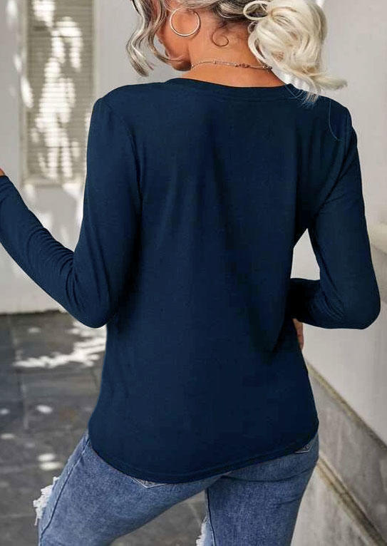 

Blouses Button Loose Long Sleeve Blouse - Deep Blue in Blue. Size: L,M,,XL