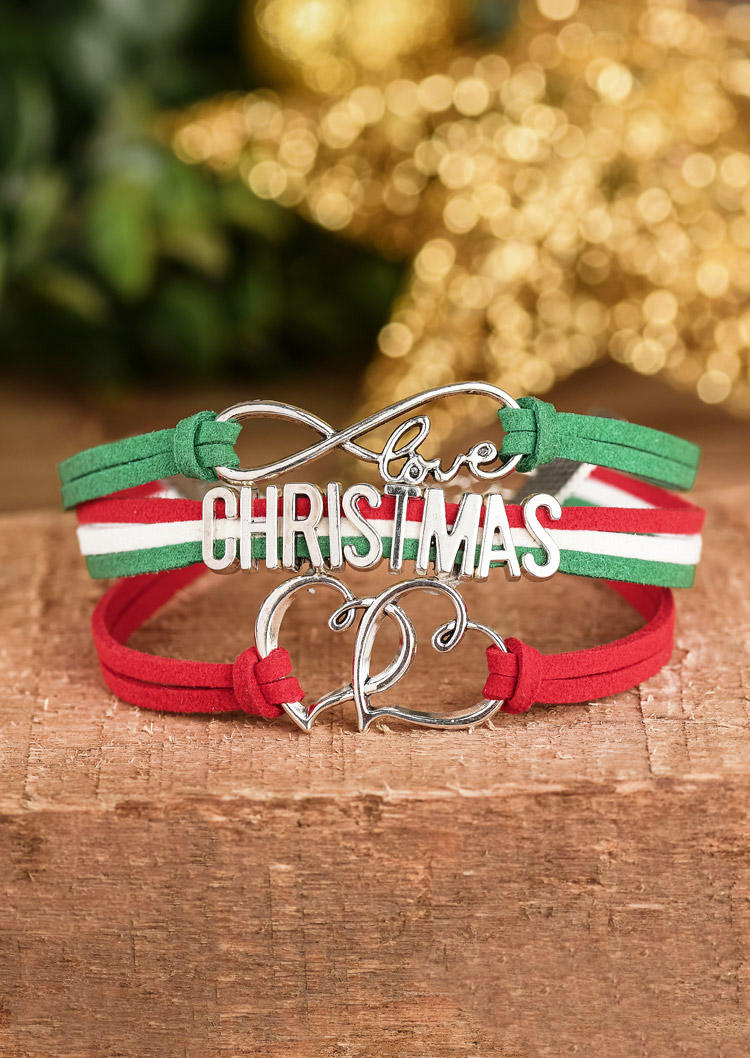 

Bracelet Christmas Heart Hollow Out Multi-Layered Bracelet in Multicolor. Size