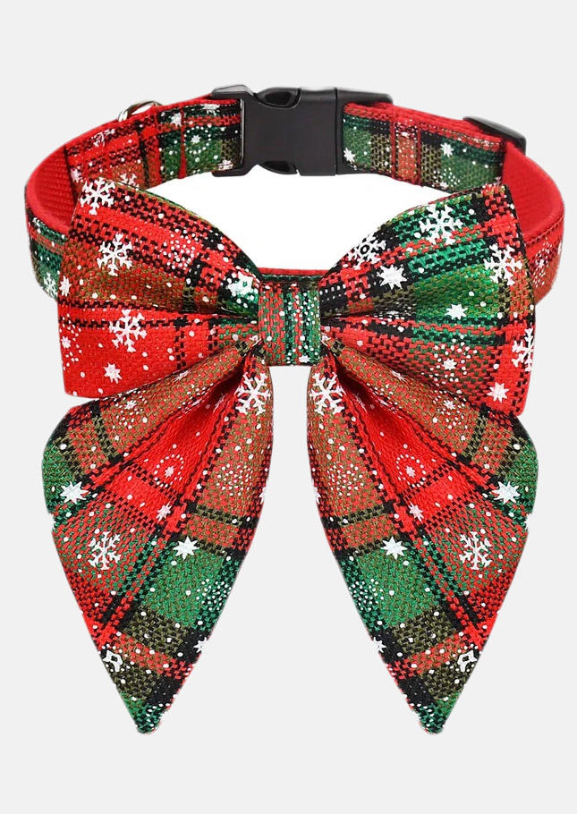 

Christmas Decoration Christmas Snowflake Plaid Pet Collar in Multicolor. Size