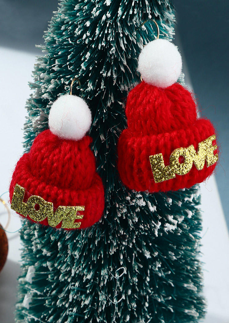 

Earrings Christmas Love Hat Knitted Earrings in Red. Size