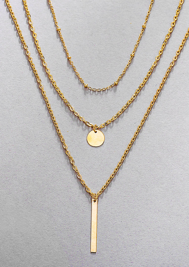 

Necklaces Geometric Multi-Layered Pendant Necklace in Gold. Size