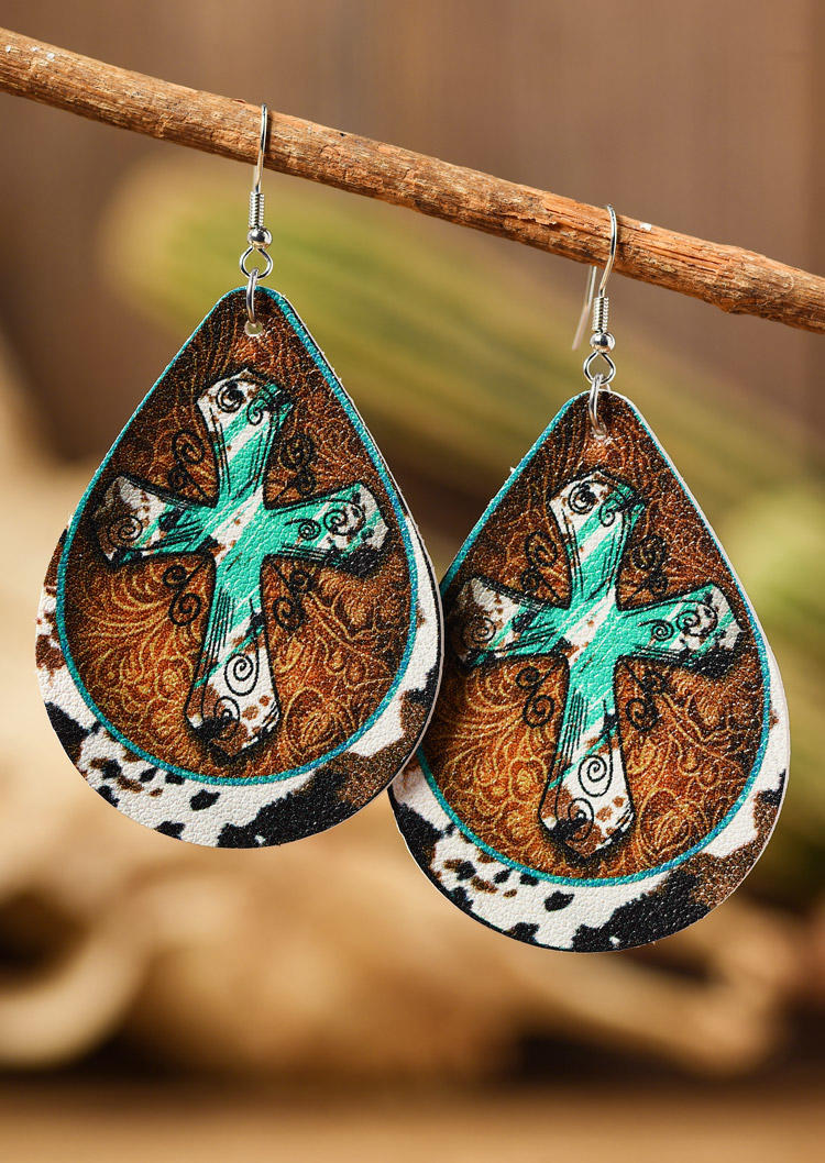 

Earrings Cow Cross PU Leather Earrings in Multicolor. Size