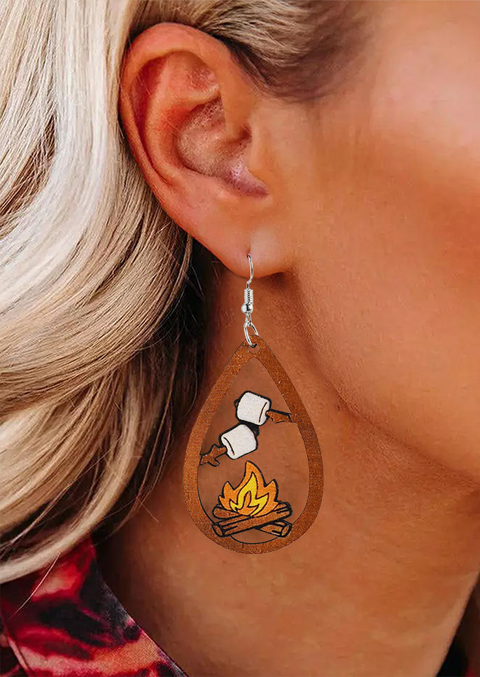 

Earrings Christmas Hollow Out Bonfire Water Drop Earrings in Multicolor. Size