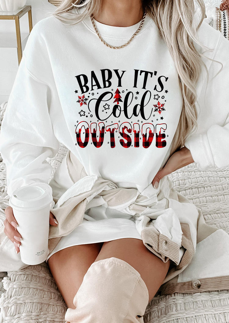 Christmas Baby It's Cold Outside Sweatshirt Mini Dress - White
