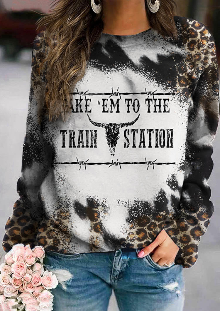 Take 'Em To The Train Station Leopard Sweatshirt
