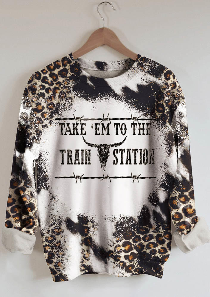 

Sweatshirts Take 'Em To The Train Station Leopard Sweatshirt in Multicolor. Size