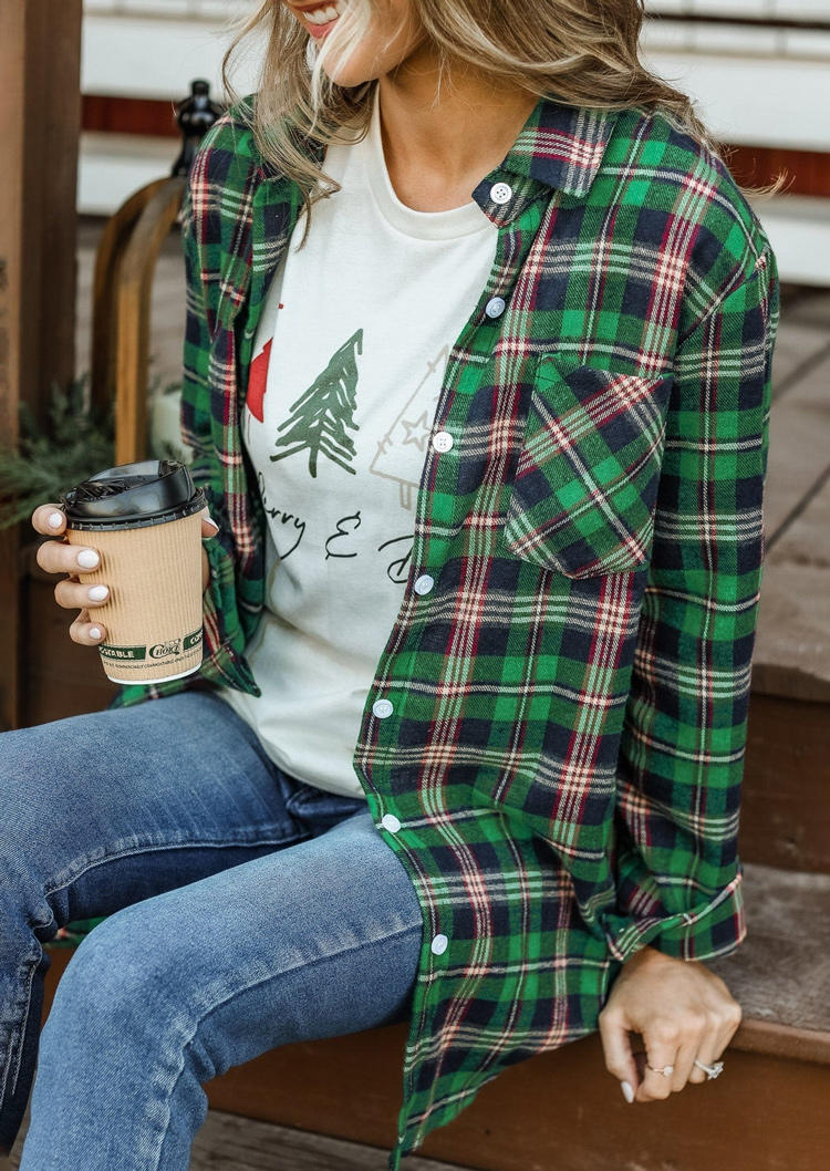 

Shirts Plaid Button Long Sleeve Shirt in Green. Size: L,M,,XL