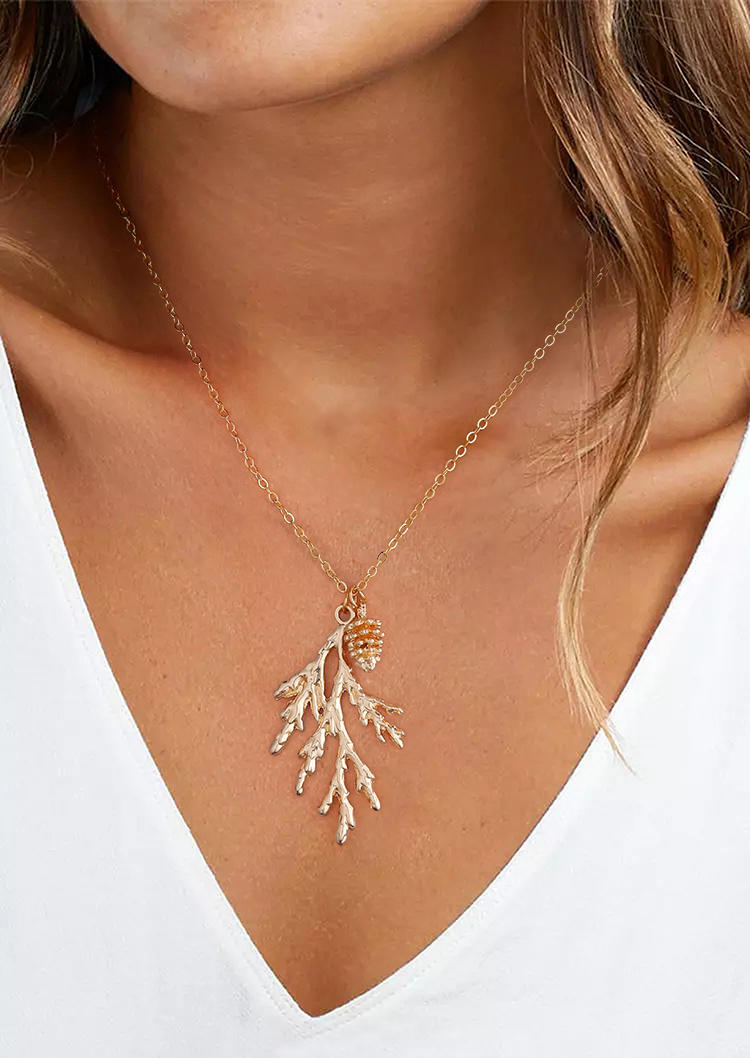 

Necklaces Christmas Tree Pine Cones Pendant Necklace in Gold. Size