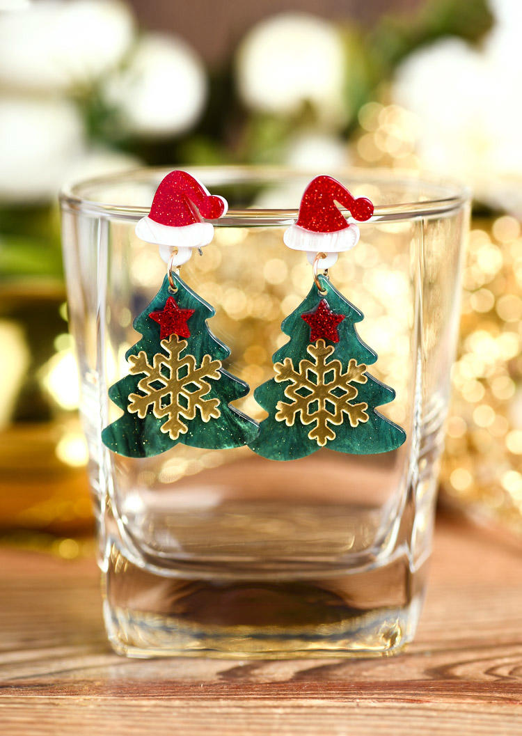

Earrings Christmas Tree Snowflake Star Earrings in Multicolor. Size