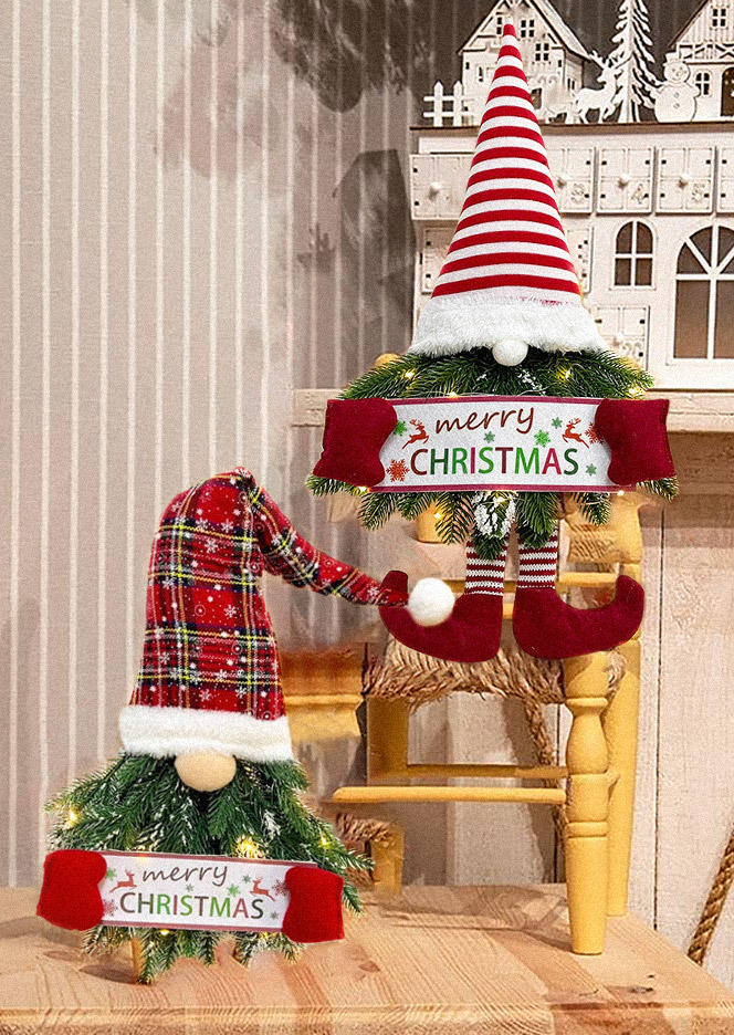 

Christmas Decoration Merry Christmas Tree Striped Ornament in Multicolor,Red. Size