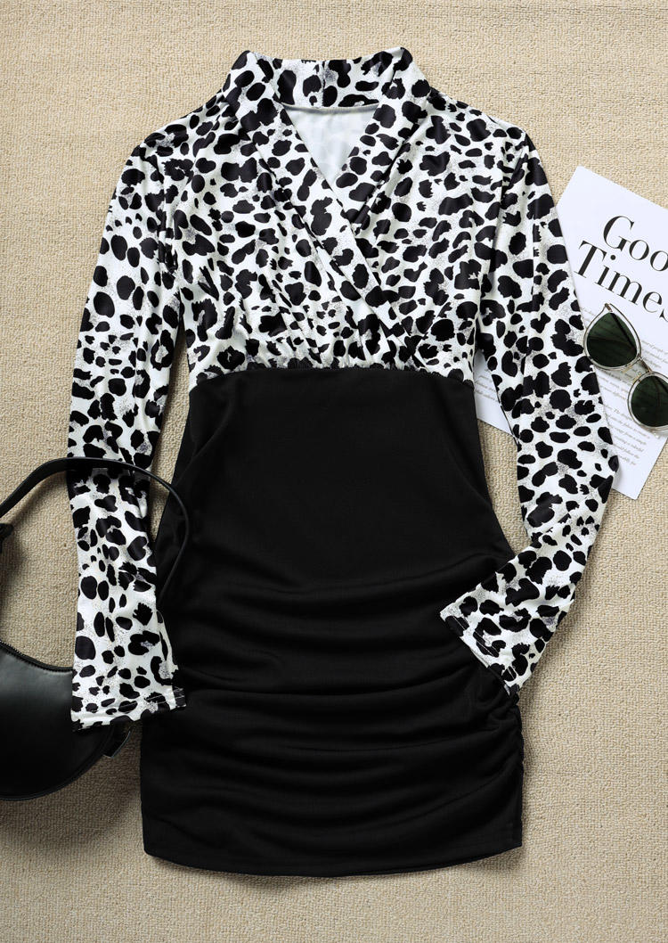 

Bodycon Dresses Leopard Zipper Wrap V-Neck Bodycon Dress in White. Size: L,M,,XL