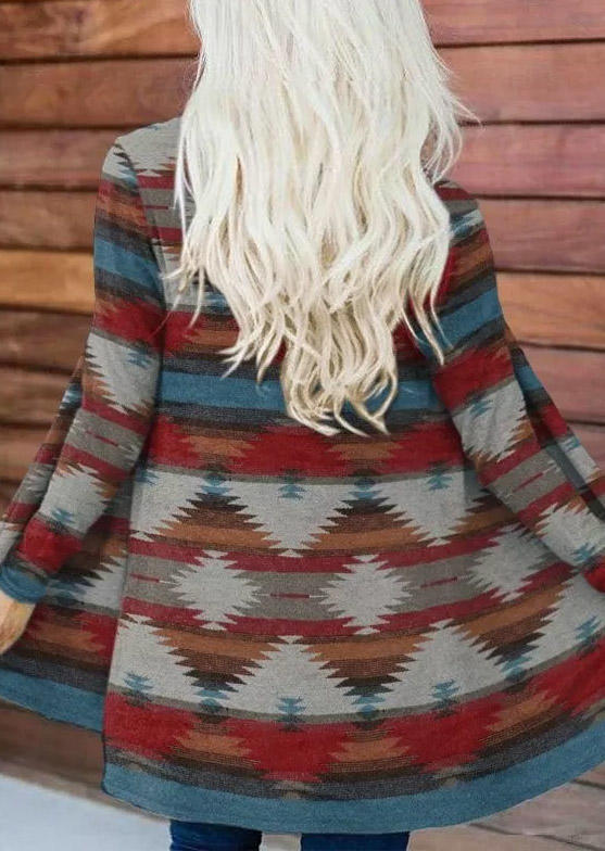 

Cardigans Aztec Geometric Long Sleeve Cardigan in Multicolor. Size