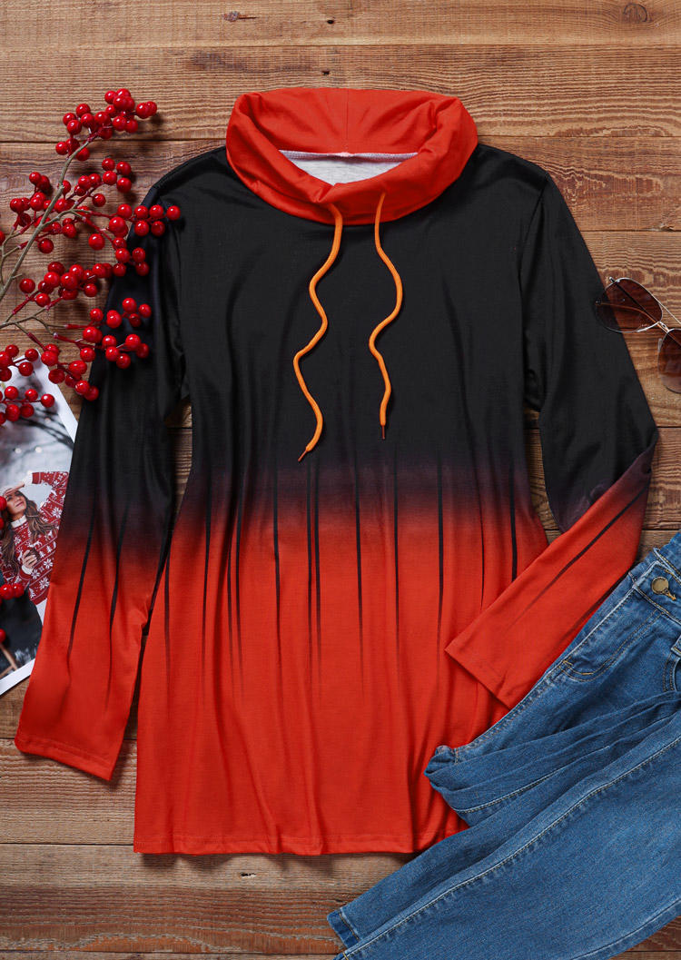 

Sweatshirts Gradient Cowl Neck Long Sleeve Sweatshirt in Red. Size