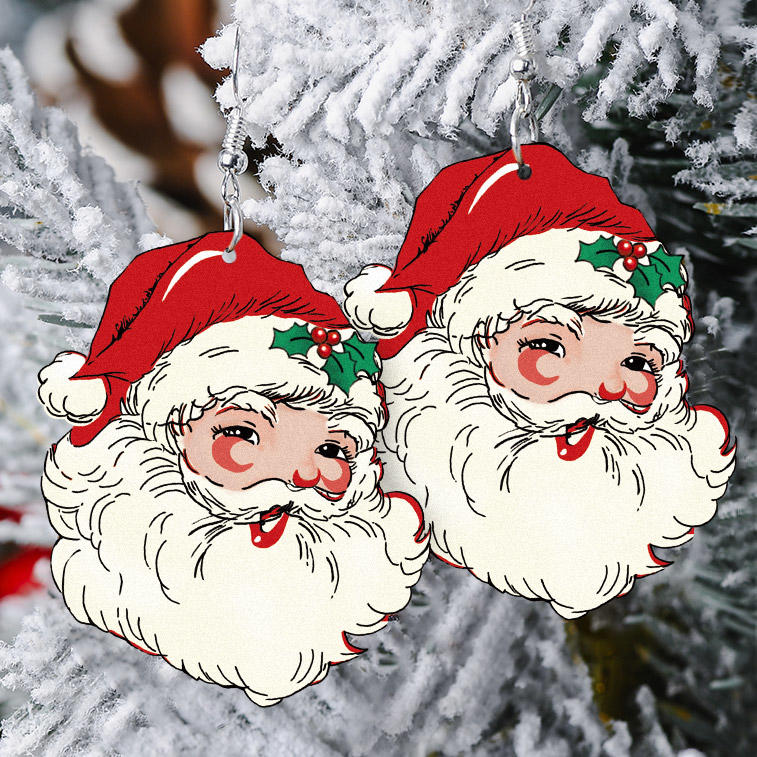 Christmas Santa Claus Mistletoe Earrings