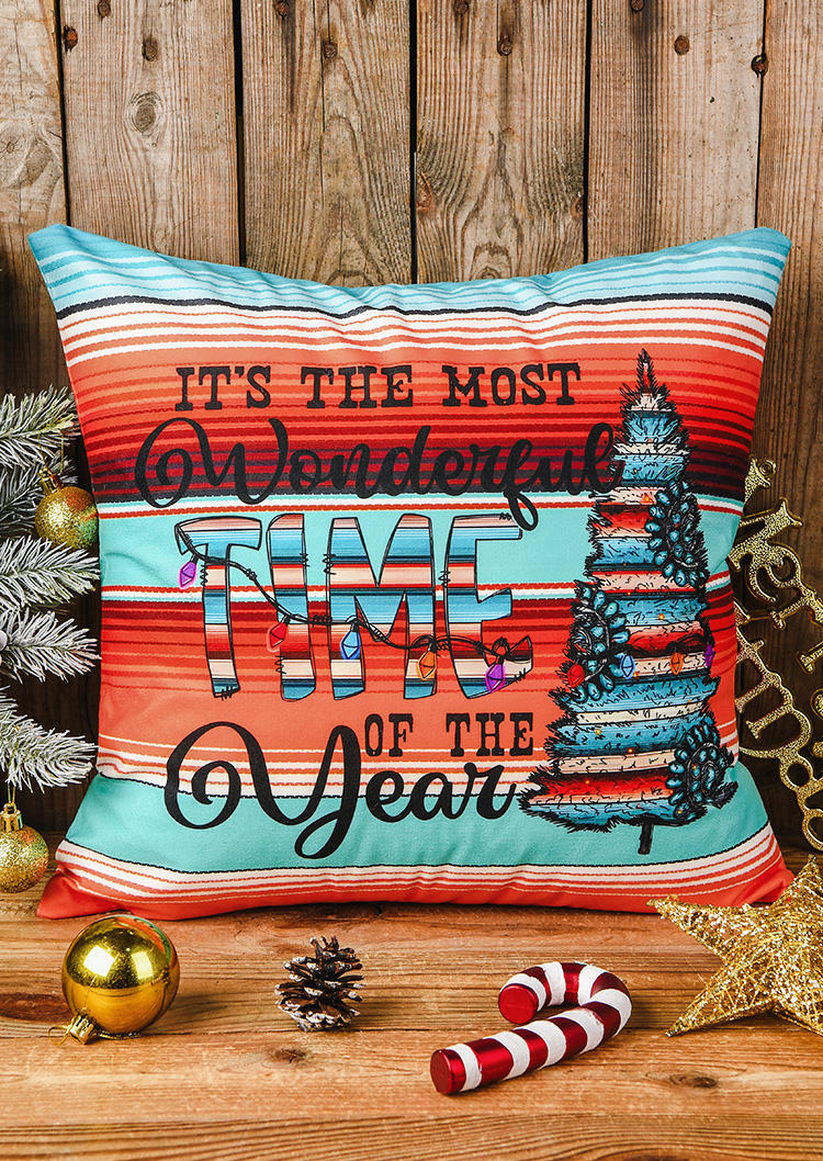 

Pillowcase Christmas It's The Most Wonderful Time Of The Year Striped Pillowcase without Pillow in Multicolor. Size