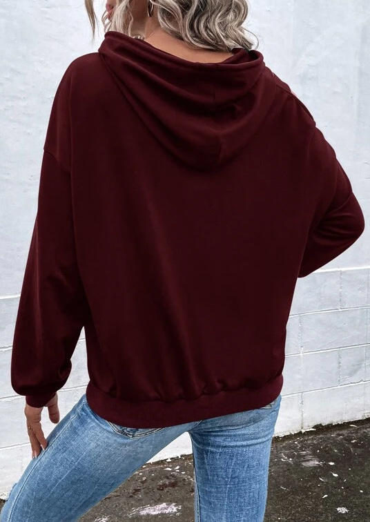 

Hoodies Hollow Out Long Sleeve Hoodie - Burgundy in Red. Size: L,M,,XL