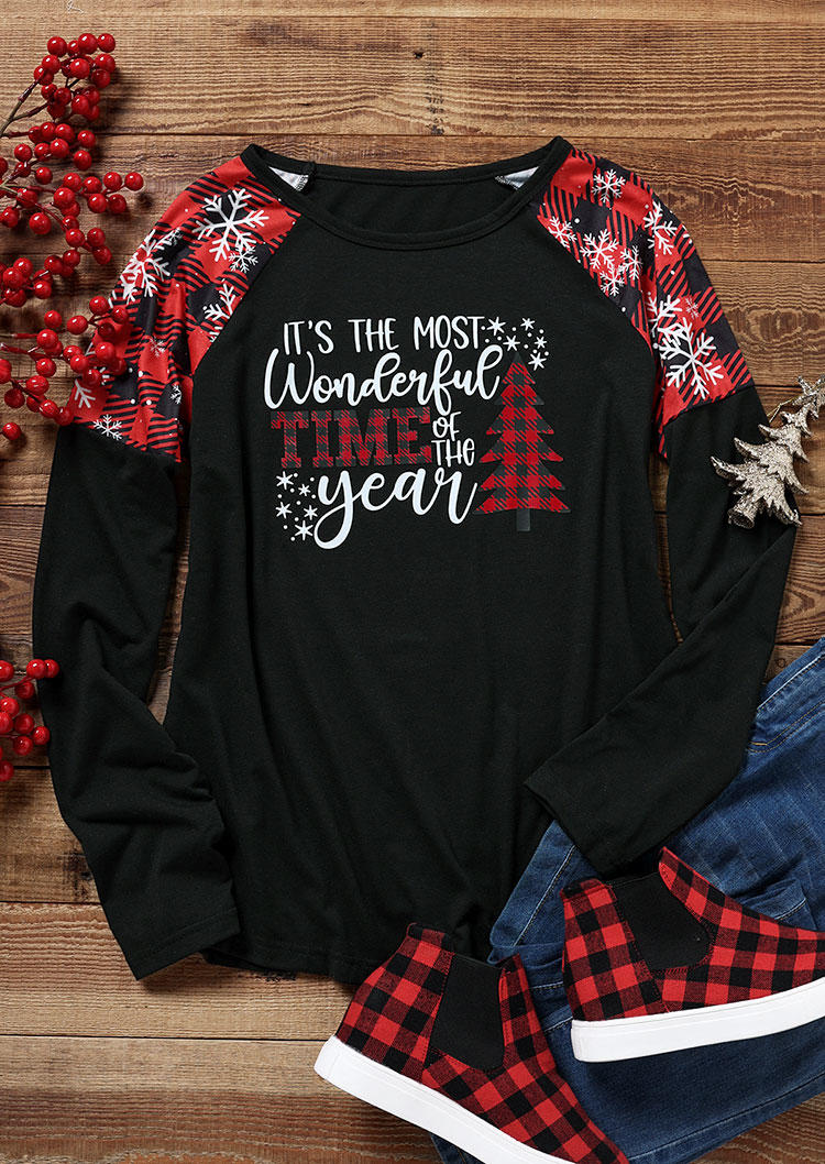 

T-shirts Tees Christmas It's The Most Wonderful Time Of The Year Plaid T-Shirt Tee in Black. Size