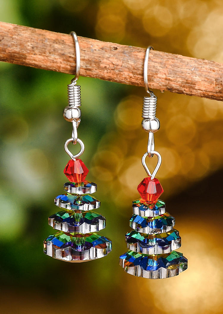 

Earrings Christmas Tree Rhinestone Earrings in Multicolor. Size