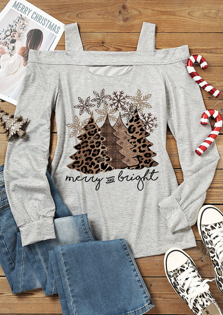 

Blouses Christmas Leopard Tree Merry And Bright Snowflake Blouse in Gray. Size