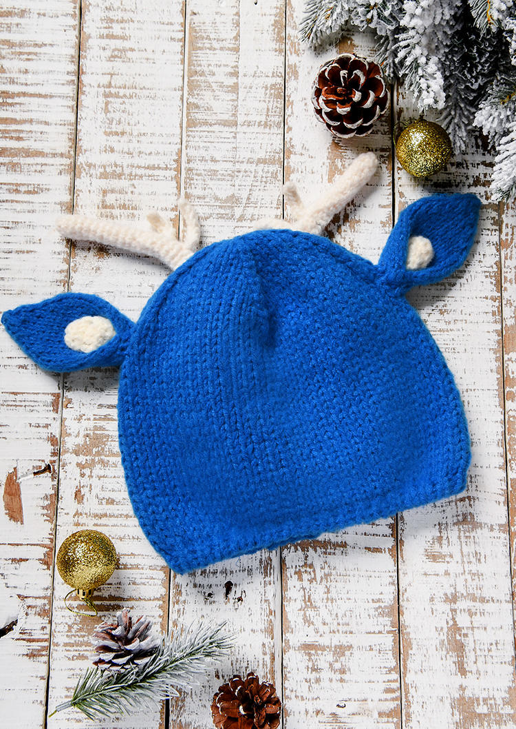 

Hats Christmas Reindeer Knitted Hat in Blue. Size