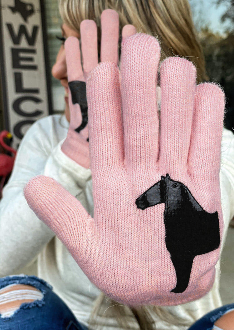 

Gloves Horse Winter Warm Gloves in Pink. Size