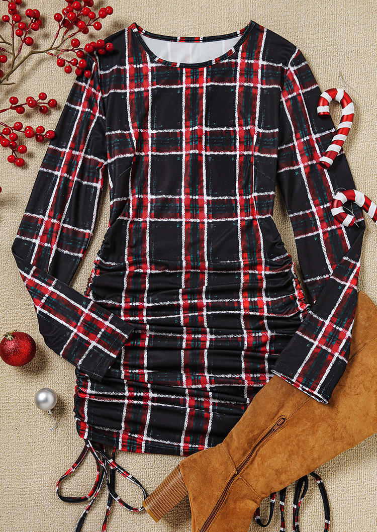 

Bodycon Dresses Pocket Drawstring Long Sleeve Bodycon Dress in Multicolor. Size: L,M,,XL