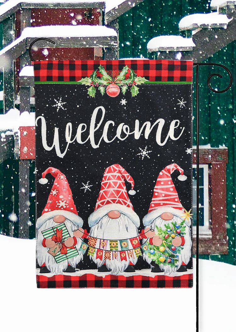 

Christmas Decoration Merry Christmas Welcome Gnomies Snowflake Garden Flag Ornament in Pink. Size