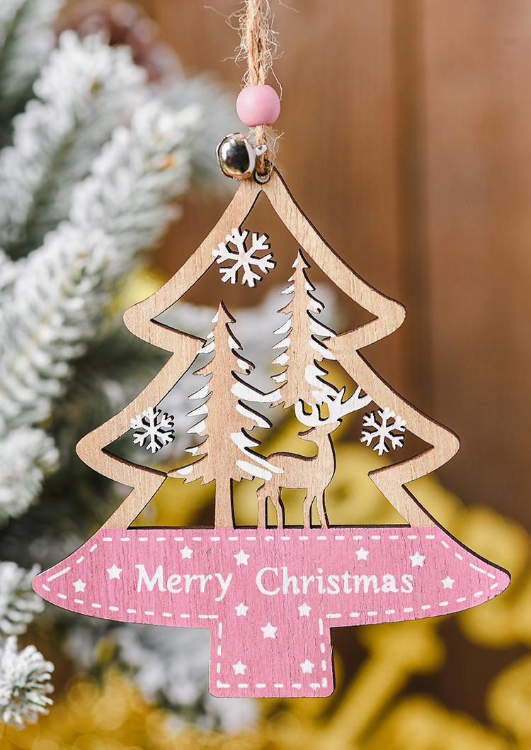 

Christmas Decoration Merry Christmas Tree Snowflake Reindeer Star Hollow Out Ornament in Pink. Size