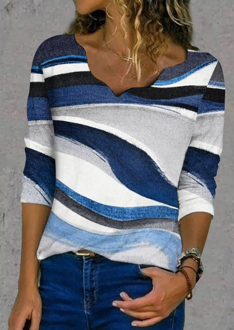 

Blouses Long Sleeve Irregular Collar Blouse in Multicolor. Size