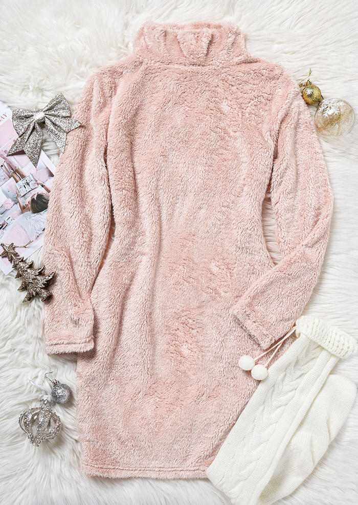 Sweater Dresses Turtleneck Long Sleeve Bodycon Sweater Dress in Pink. Size: XL