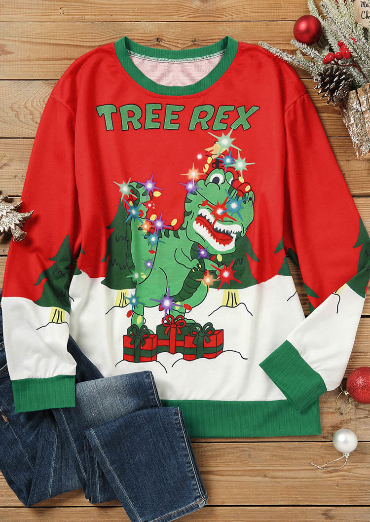 

Sweatshirts Christmas Tree Rex Lantern Pullover Sweatshirt in Multicolor. Size: L,M,,XL