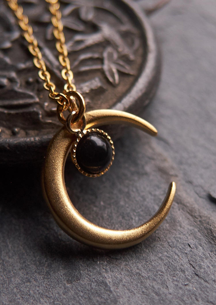 Necklaces Simple Sun Moon Pendant Necklace in Gold. Size: One Size