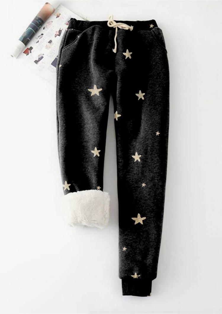 Pants Star Thickened Pocket Tie Pants in Black. Size: M