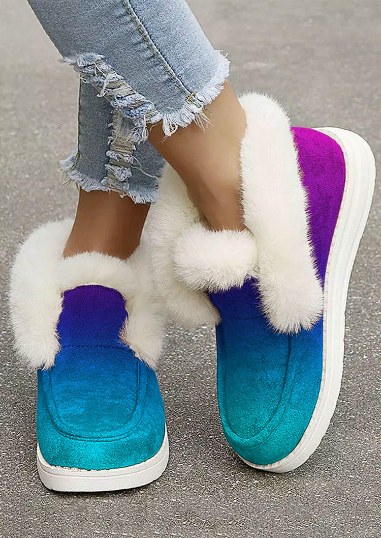

Boots Gradient Plush Thickened Warm Snow Boots in Multicolor. Size