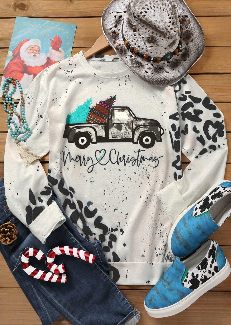 

Sweatshirts Merry Christmas Leopard Truck Sweatshirt in Multicolor. Size: M